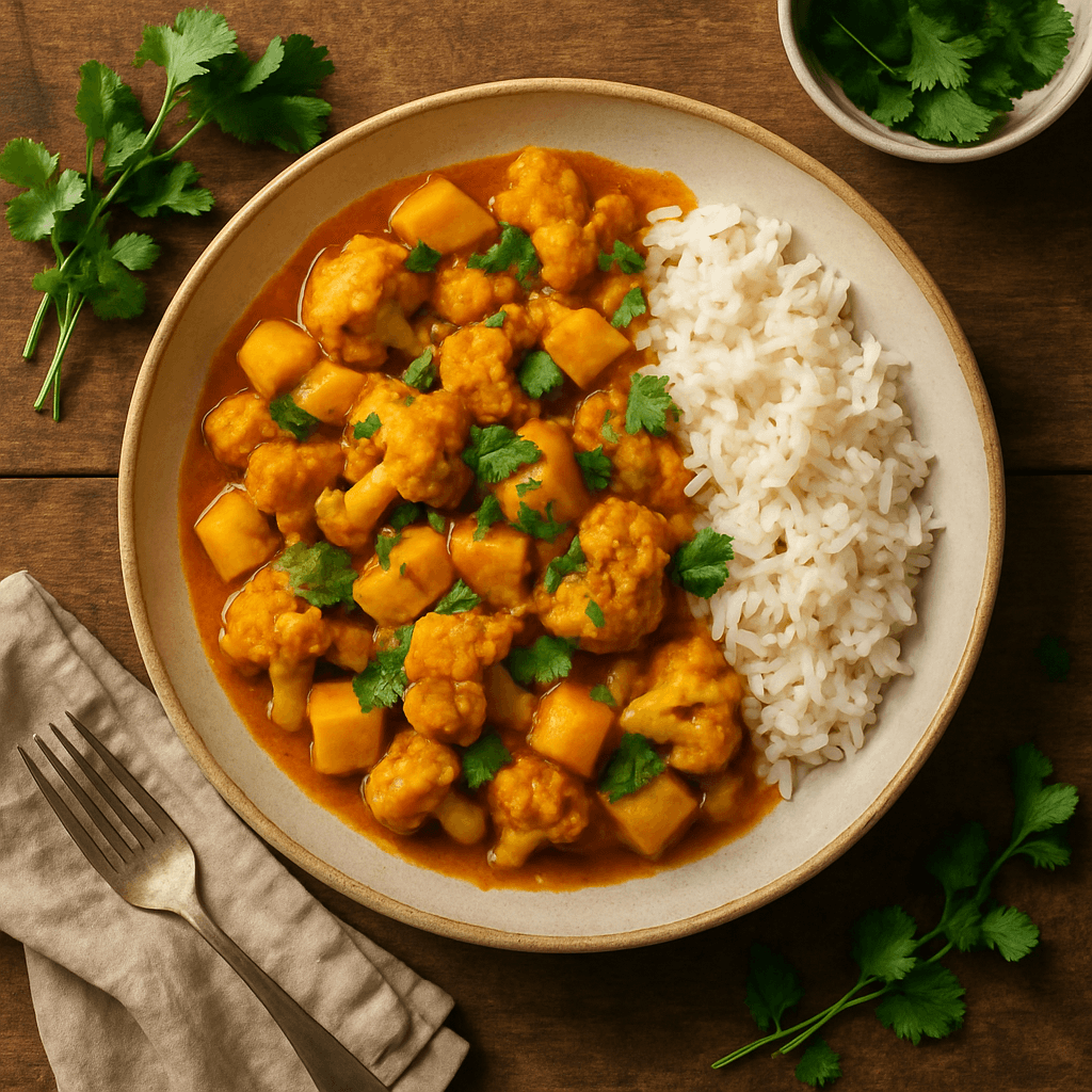 Aloo Gobi – Blomkål og Kartofler i Krydret Curry med Frisk Koriander