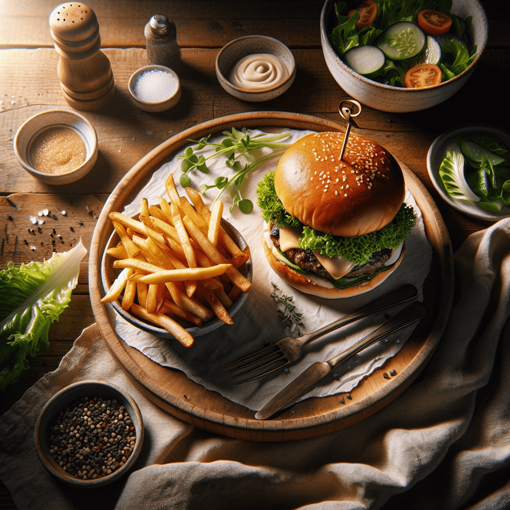Amerikansk Burger med Hjemmelavede Pommes Frites