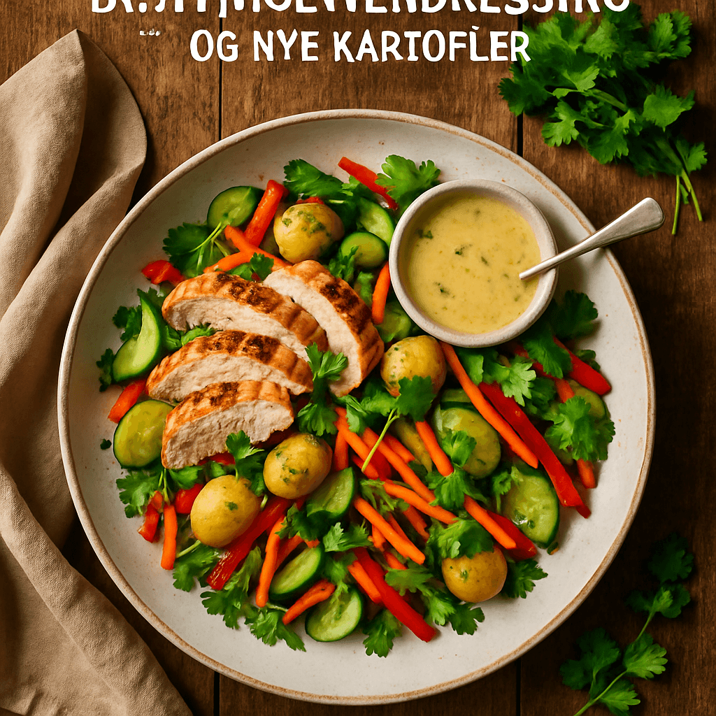 Asiatisk Kyllingesalat med Frisk Ingefærdressing og Nye Kartofler