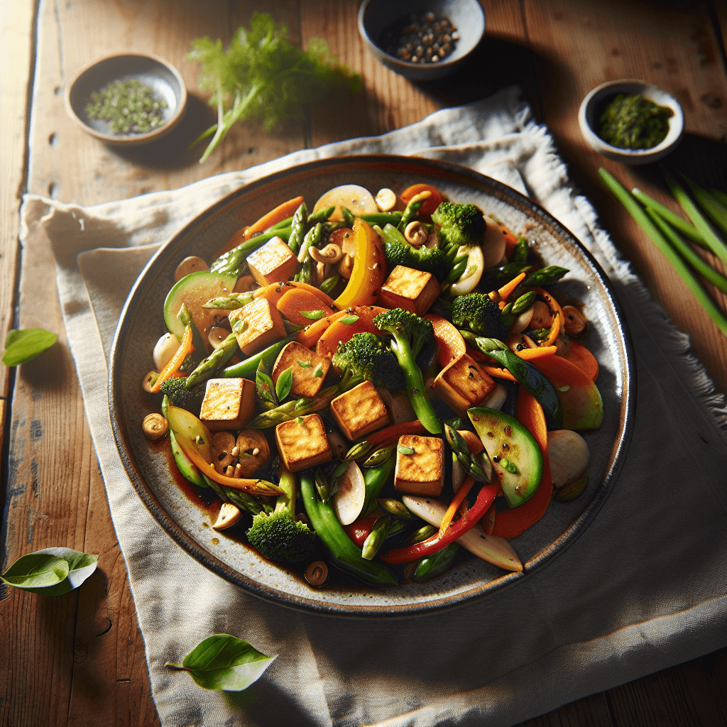 Asiatisk Stir-fry med Tofu og Grøntsager