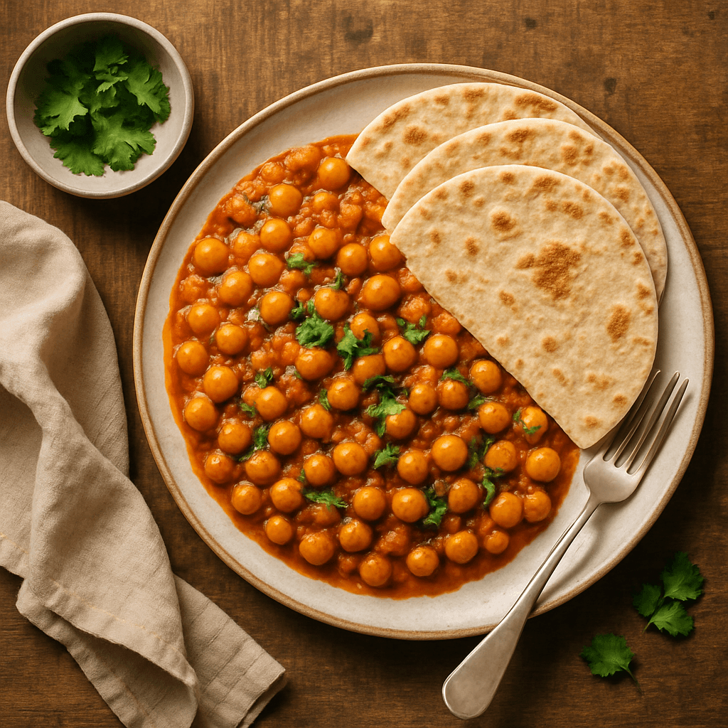 Chana masala med kikærter og chapati