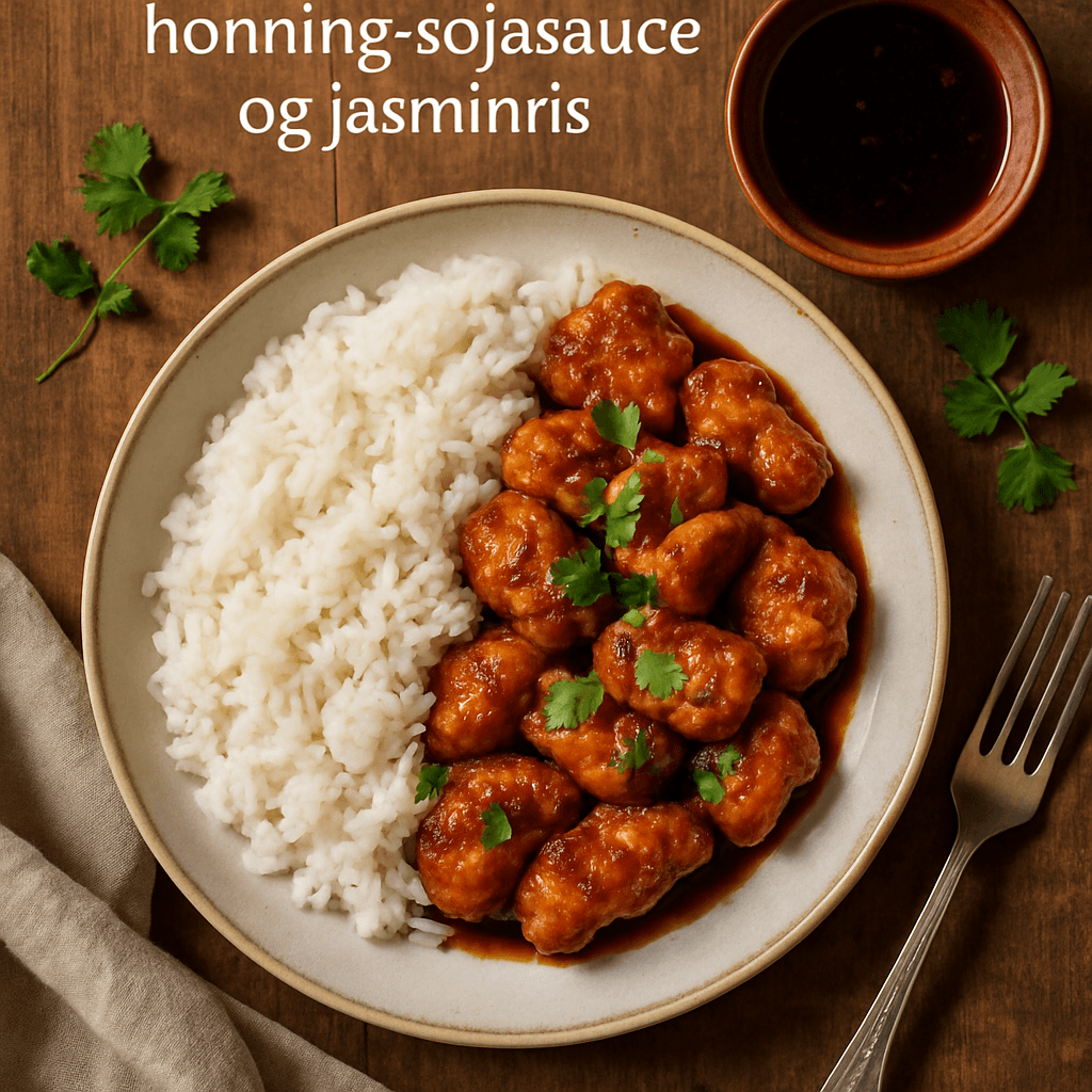 Crispy kylling med honning-sojasauce og jasminris