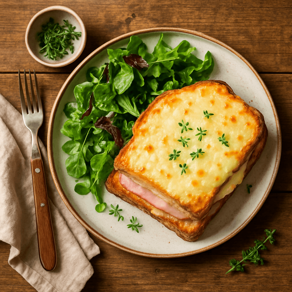 Croque Monsieur med grøn salat