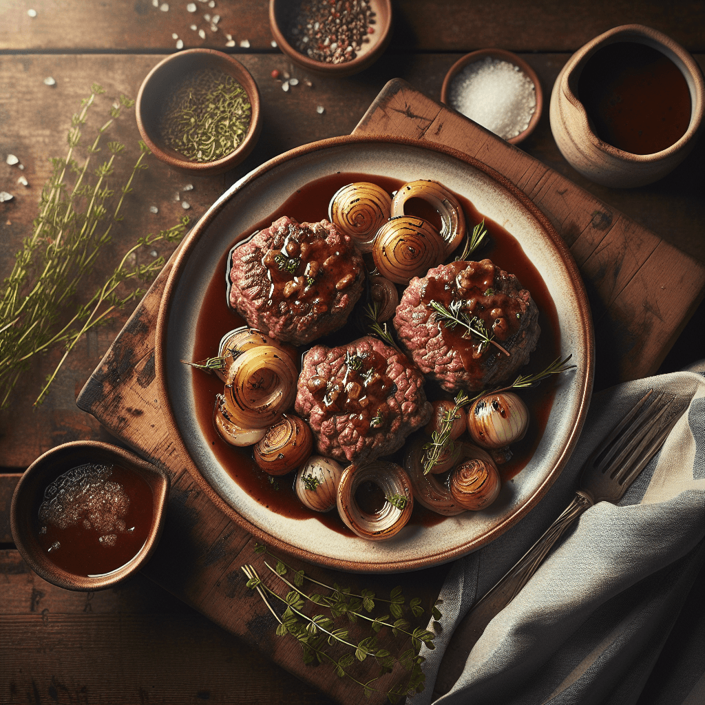 Dansk hakkebøf med bløde løg og brun sovs