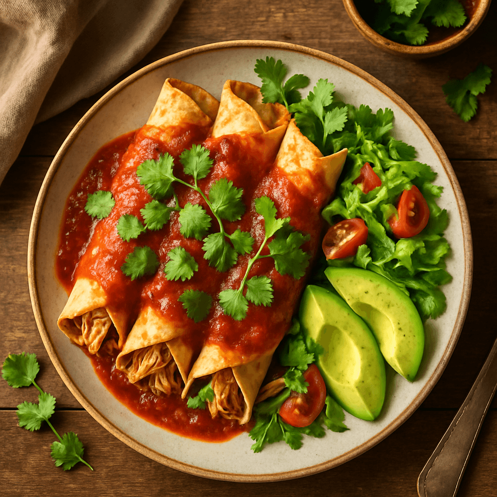 Enchiladas med kylling og ranchero-sauce