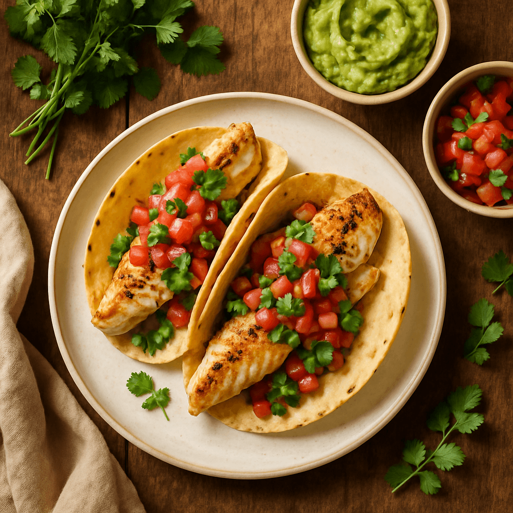 Grillet fisketacos med friske salsa og guacamole