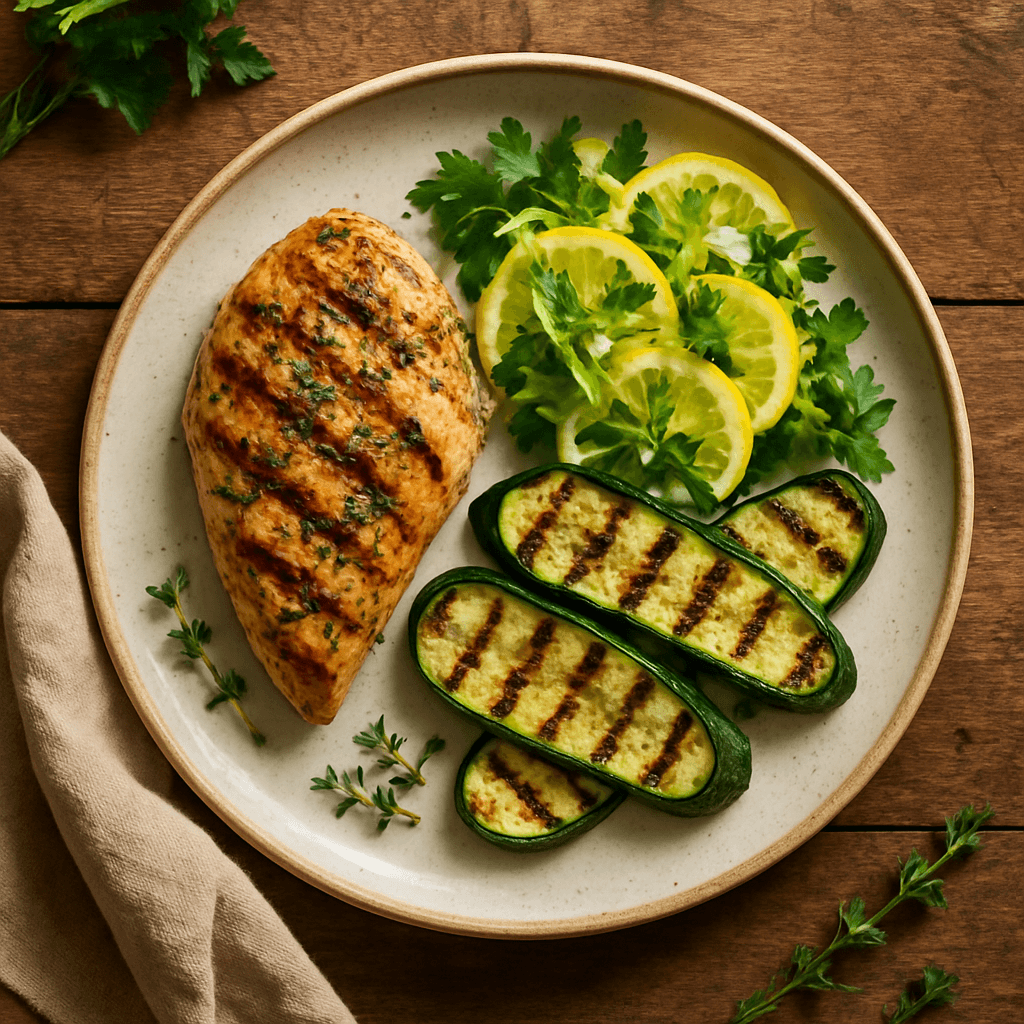 Grillet Kylling med Zucchini og Citronsalat