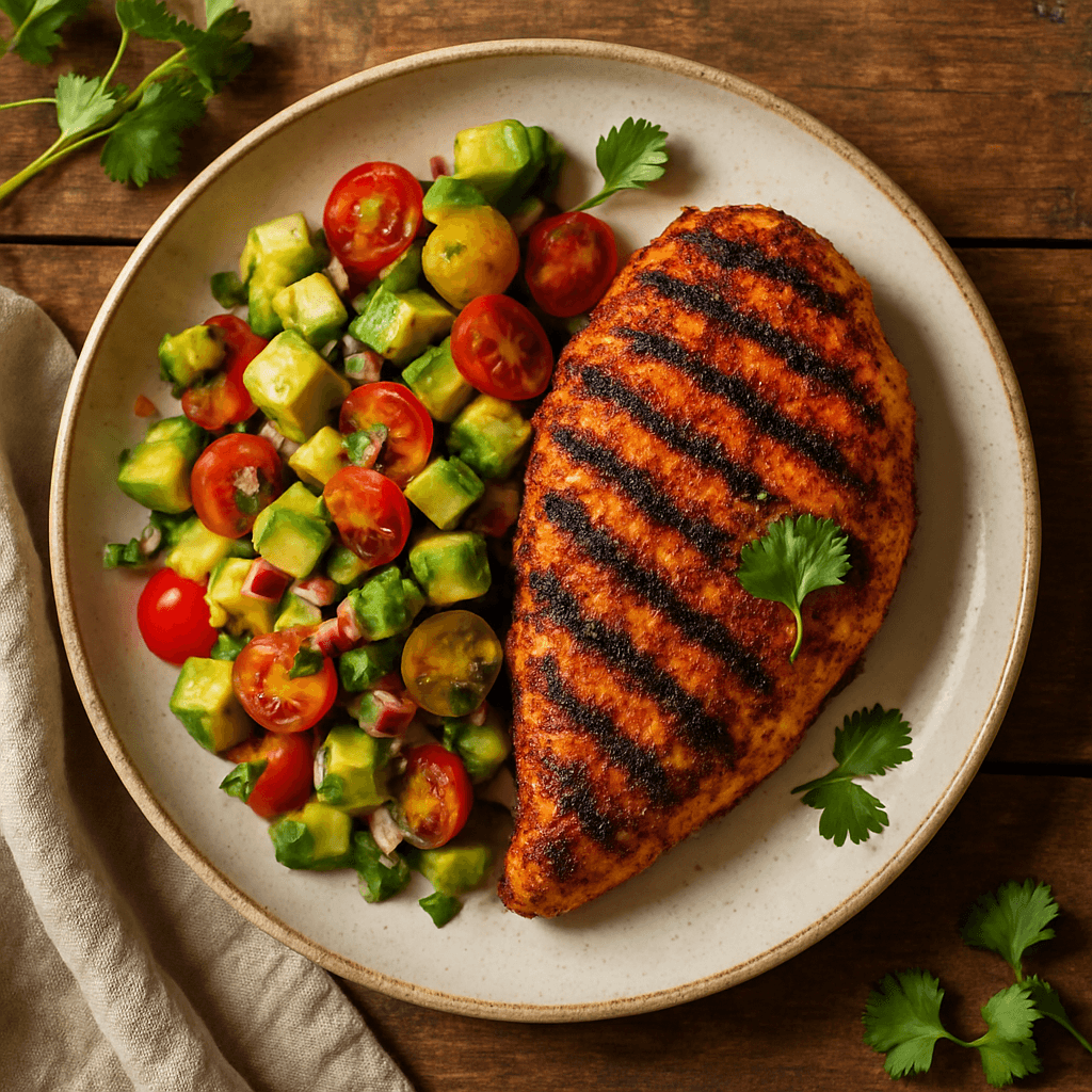 Grillet kyllingefilet med mexicansk krydderi og avocadosalat