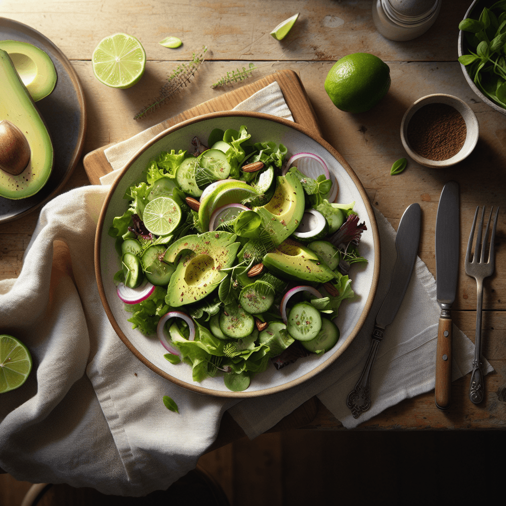 Grøn Salat med Avocado og Lime