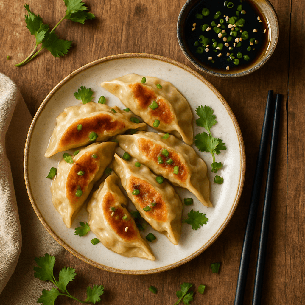 Gyoza med svinekød og ponzu dipping sauce