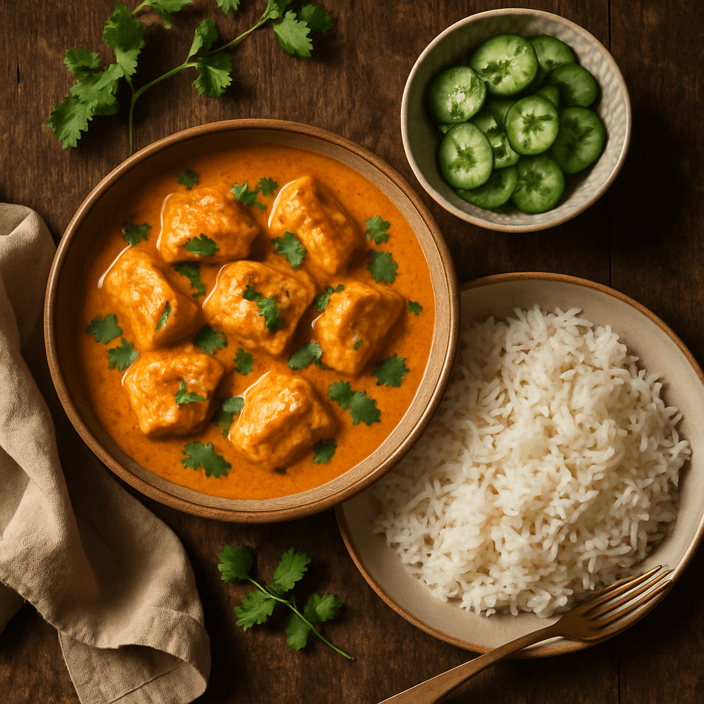 Indisk fiskecurry med kokosmælk og ris