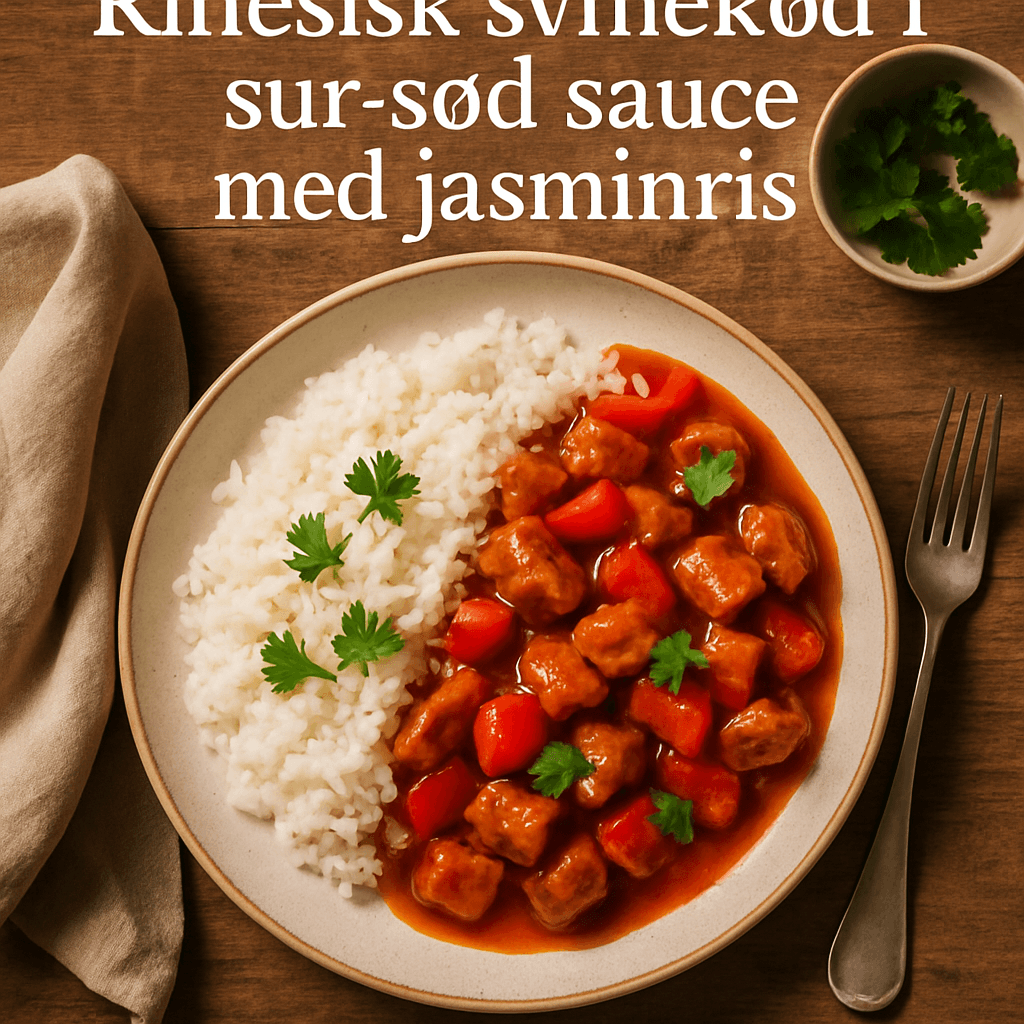 Kinesisk svinekød i sur-sød sauce med jasminris