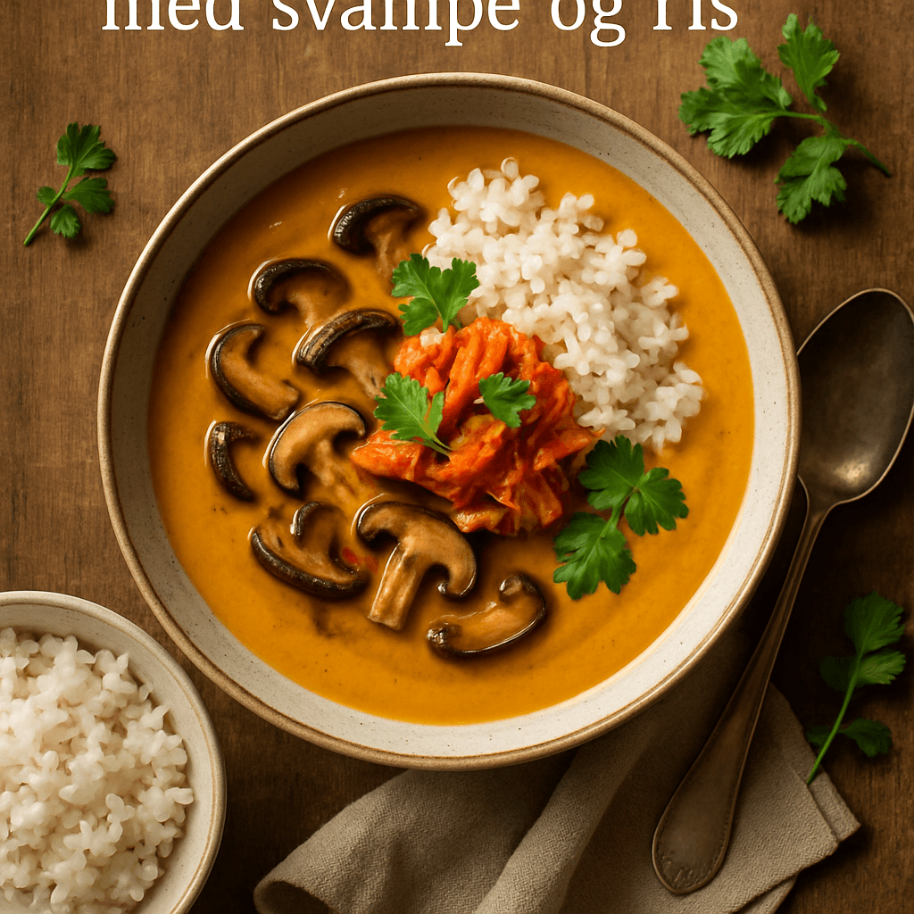 Koreansk græskar-soup med svampe og ris