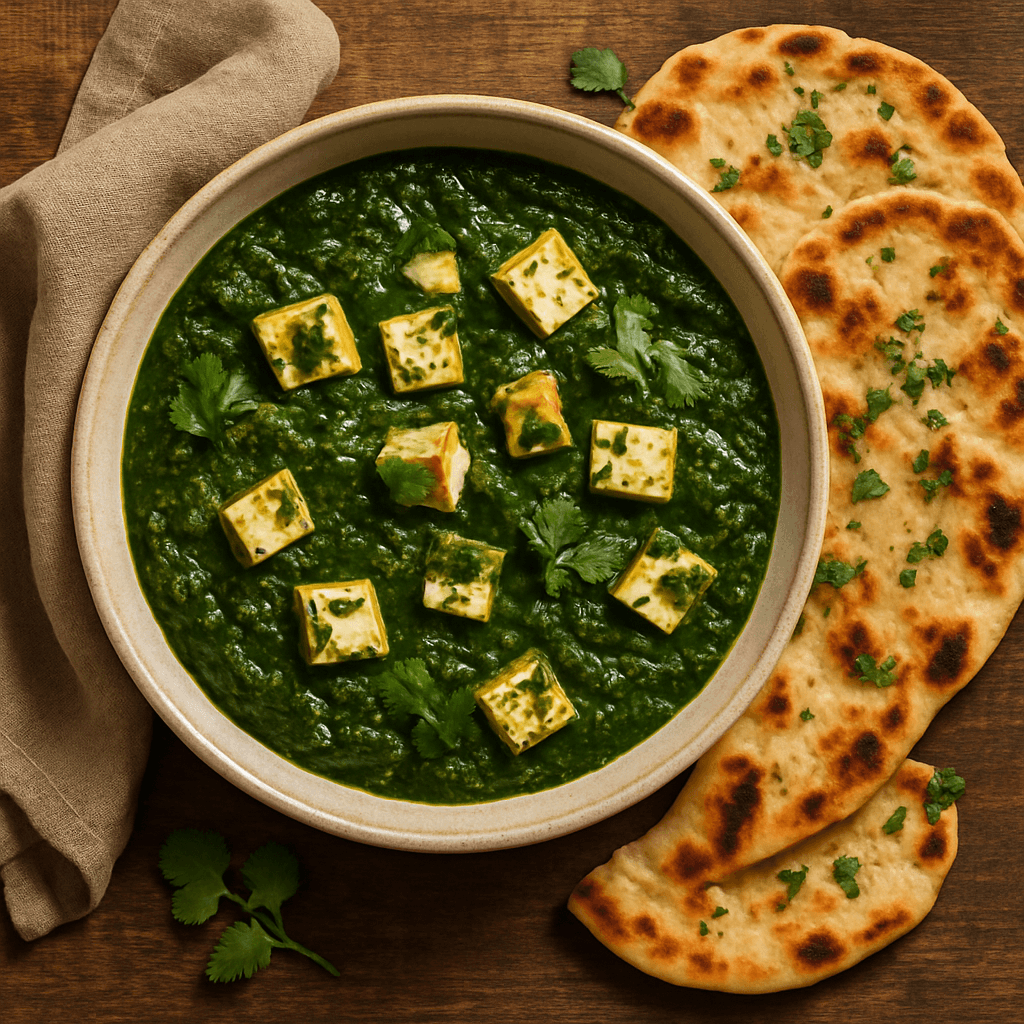 Palak Paneer med Spinat og Naanbrød