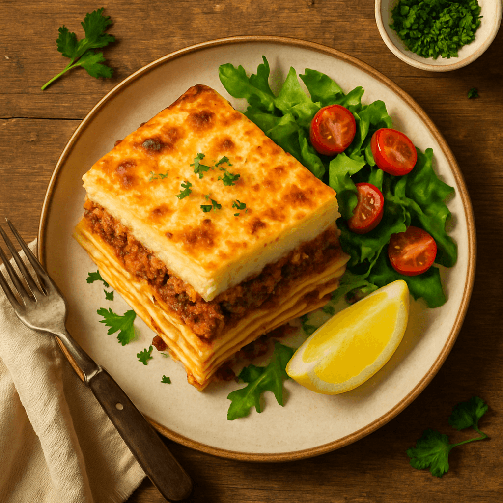 Pastitsio — græsk lasagne med oksekød og bechamel